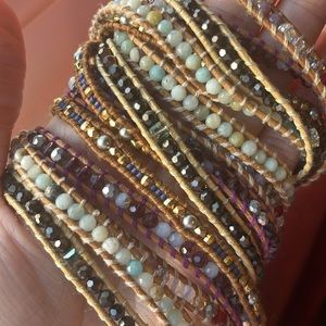 Victoria Emerson wrap bracelets (5 total ) brown/neutral leather string bundle